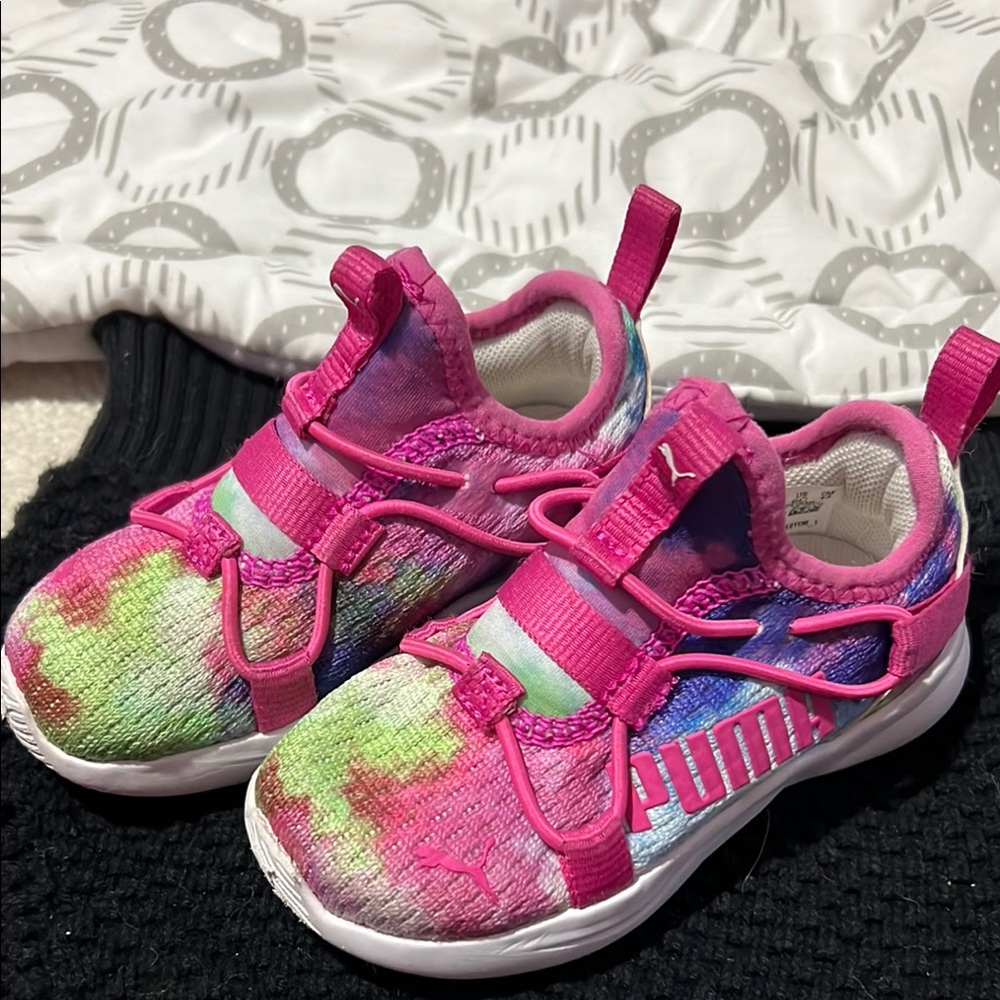 Puma Vibrant Pink and Green Slip-On Sneakers